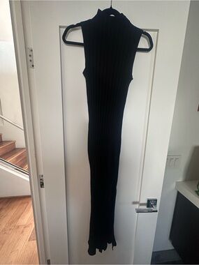 Reformation Jeans Black Ribbed Sleeveless Maxi Dress